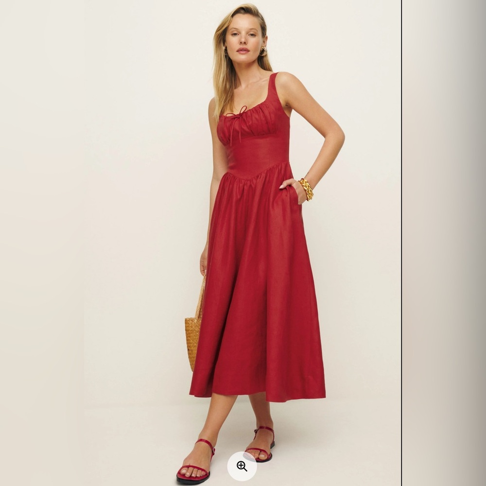 Reformation Balia Linen Dress Red - Size 4 NWT